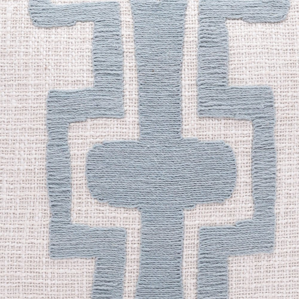 20" Blue And Ivory Geometric Cotton Blend Throw Pillow Cover