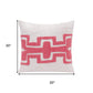 20" Coral And Ivory Geometric Cotton Blend Throw Pillow Cover
