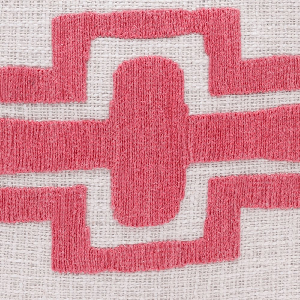 20" Coral And Ivory Geometric Cotton Blend Throw Pillow Cover
