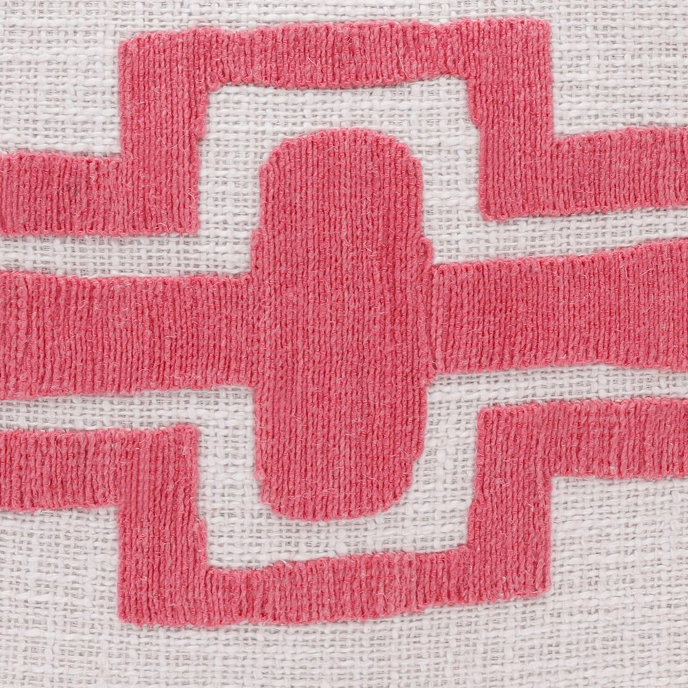 20" Coral And Ivory Geometric Cotton Blend Throw Pillow Cover