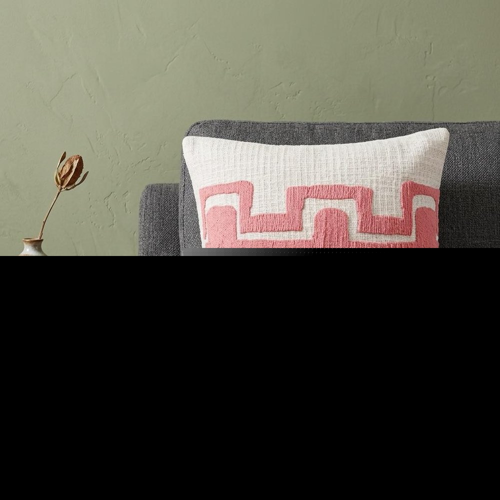 20" Coral And Ivory Geometric Cotton Blend Throw Pillow Cover