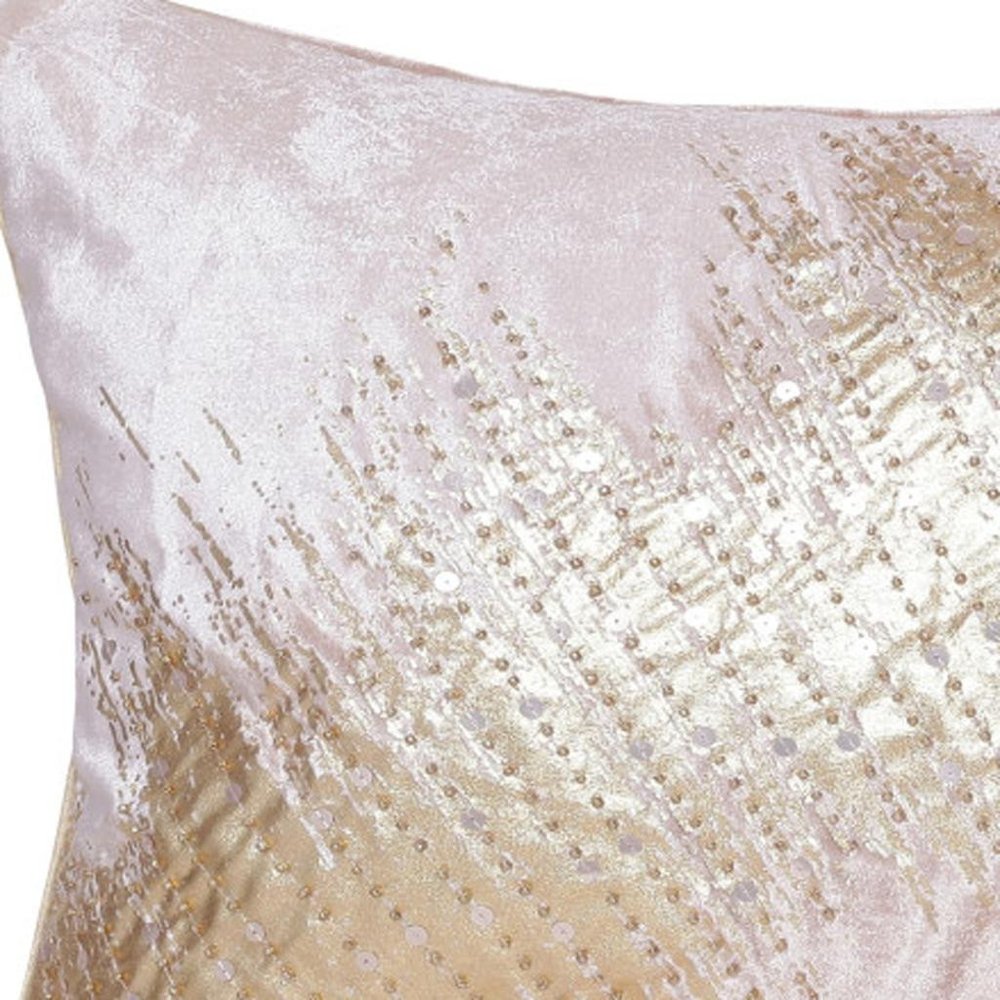 16" X 24" Gold And Pink Lumbar Abstract Throw Pillow Cover