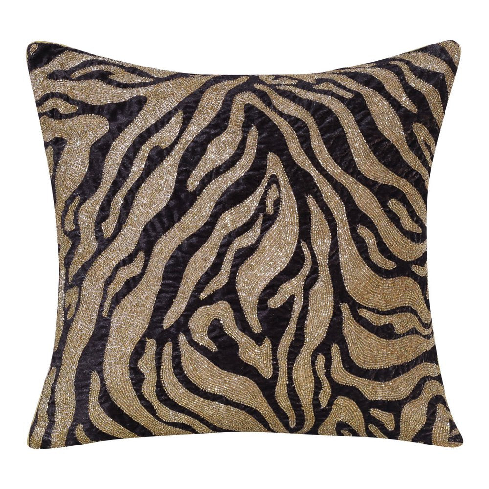 20" Gold And Black Abstract Throw Pillow Cover