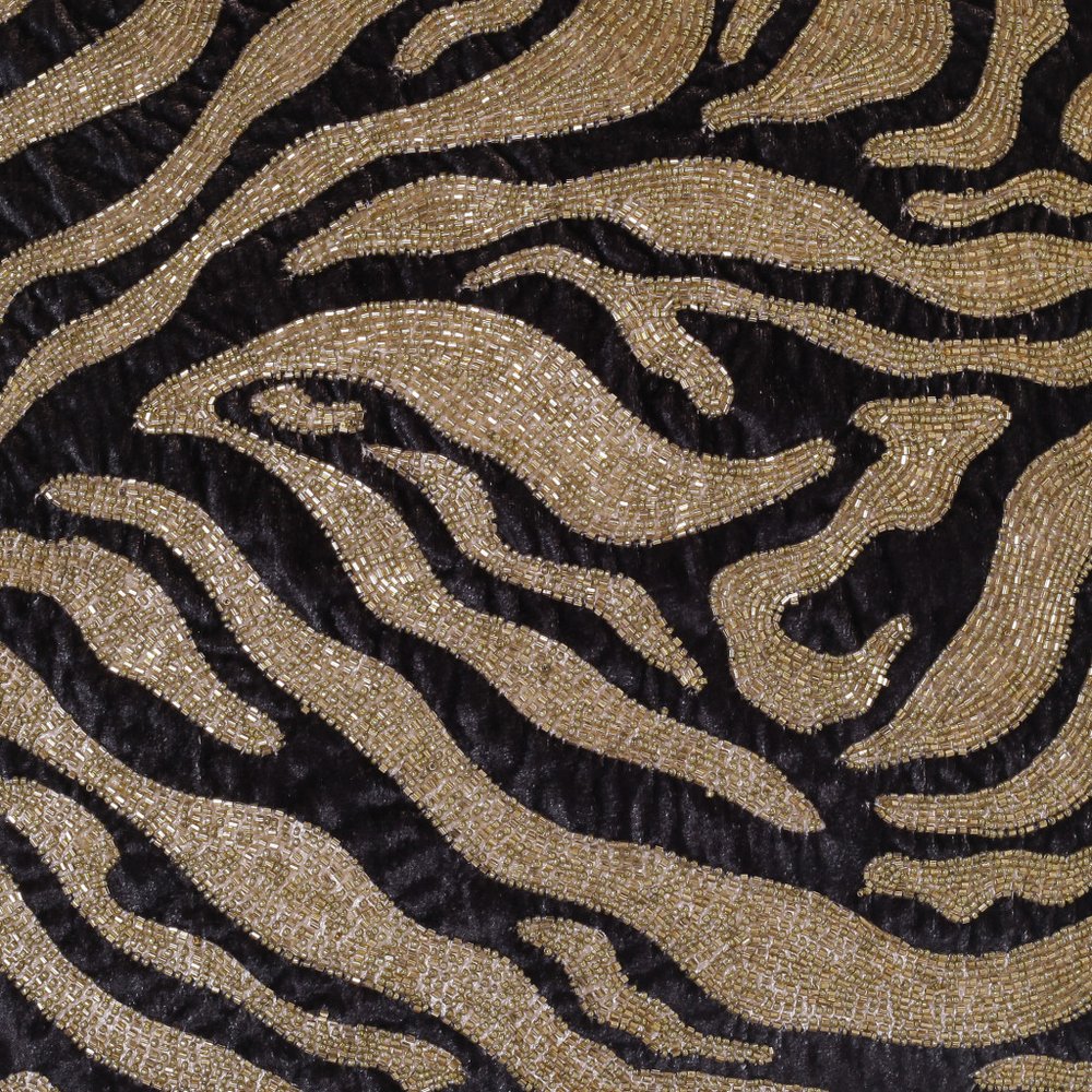 20" Gold And Black Abstract Throw Pillow Cover with Glitter