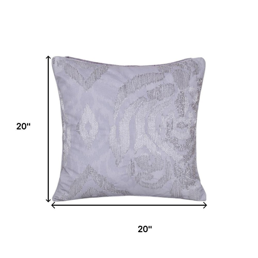 20" Silver And Gray Abstract Throw Pillow Cover