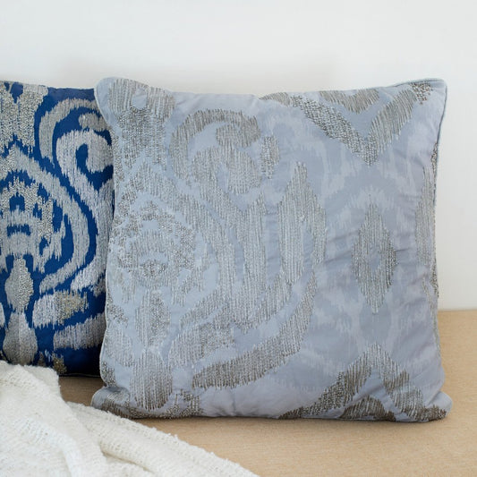 20" Silver And Gray Abstract Throw Pillow Cover
