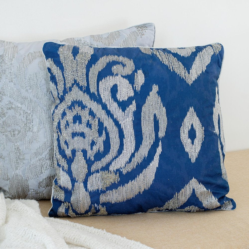 20" Silver And Gray Abstract Throw Pillow Cover