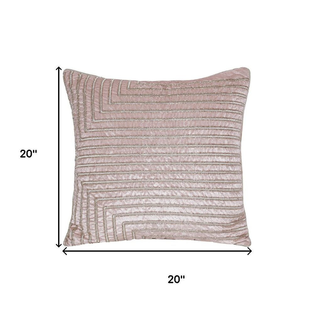 20" Pink And Gold Geometric Throw Pillow Cover with Glitter And Texture