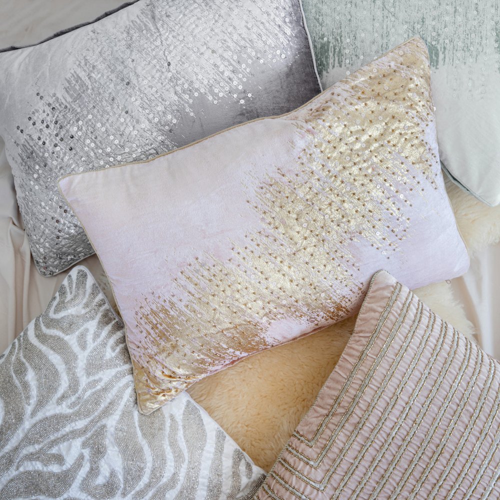 20" Pink And Gold Geometric Throw Pillow Cover