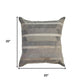 20" Gray And Tan Striped Faux Leather Throw Pillow Cover