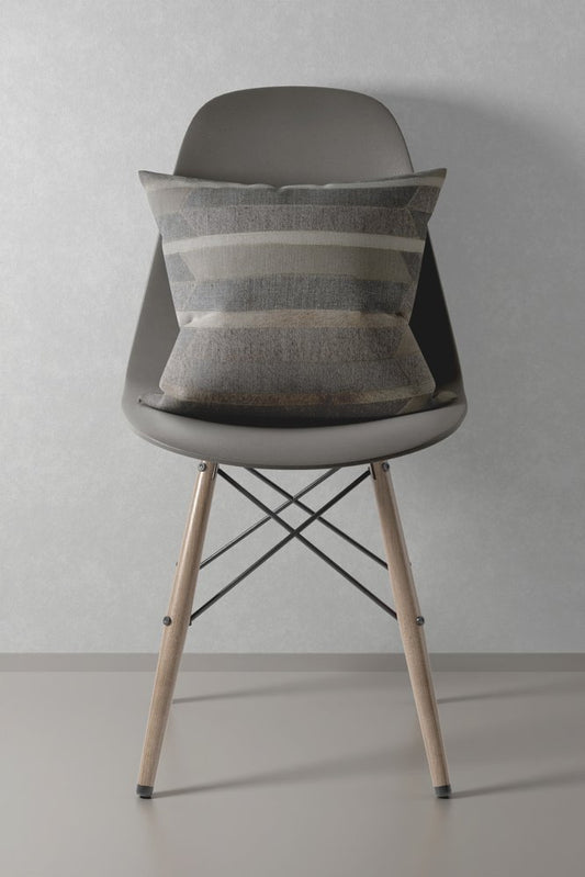 20" Gray And Tan Striped Faux Leather Throw Pillow Cover