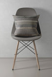 20" Gray And Tan Striped Faux Leather Throw Pillow Cover