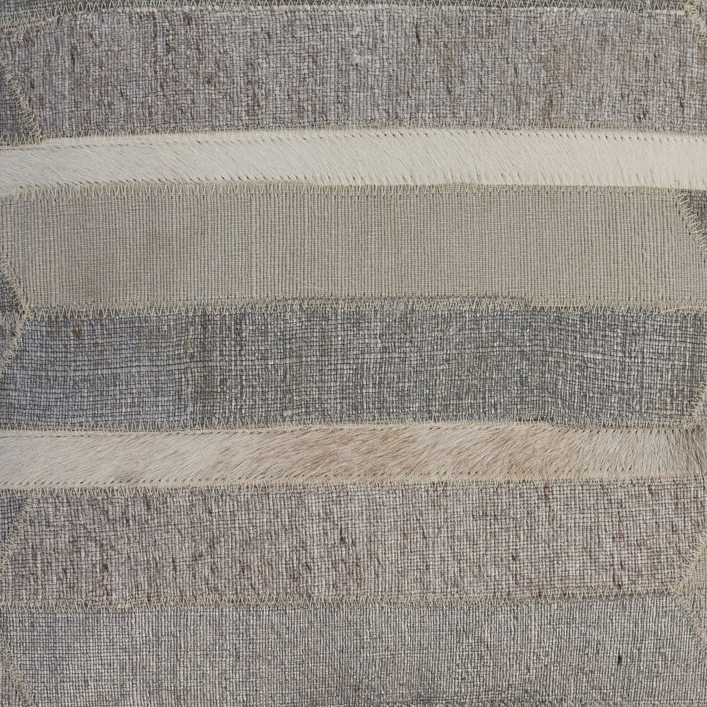 20" Gray And Tan Striped Faux Leather Throw Pillow Cover