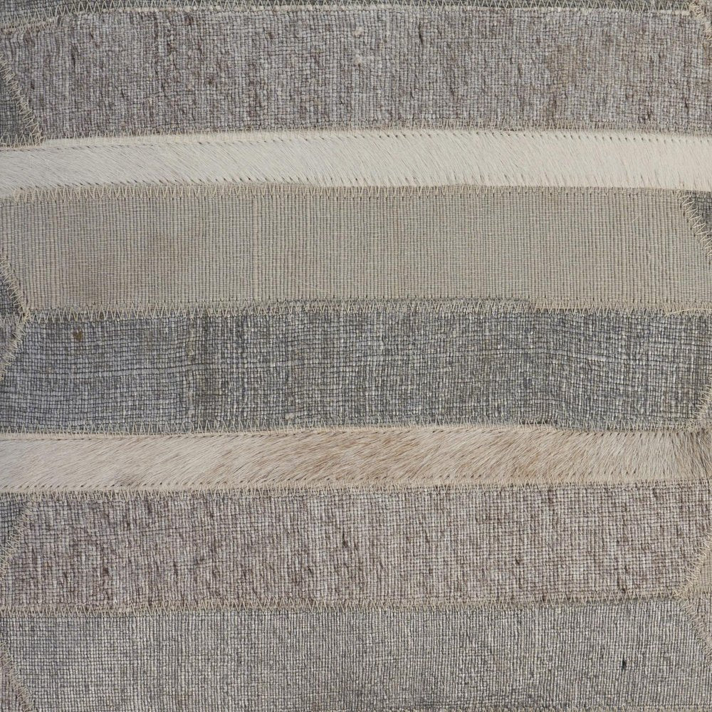 20" Gray And Tan Striped Faux Leather Throw Pillow Cover