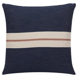 24" Blue And Ivory Striped Cotton Throw Pillow Cover