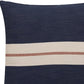 24" Blue And Ivory Striped Cotton Throw Pillow Cover