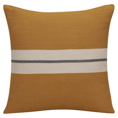 20" Yellow And Ivory Striped Cotton Throw Pillow Cover
