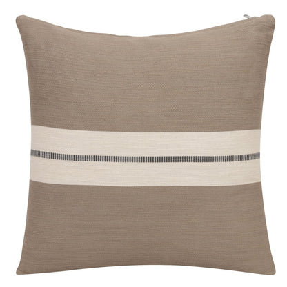 20" Brown And Ivory Striped Cotton Throw Pillow Cover