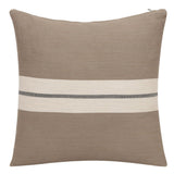 20" Brown And Ivory Striped Cotton Throw Pillow Cover