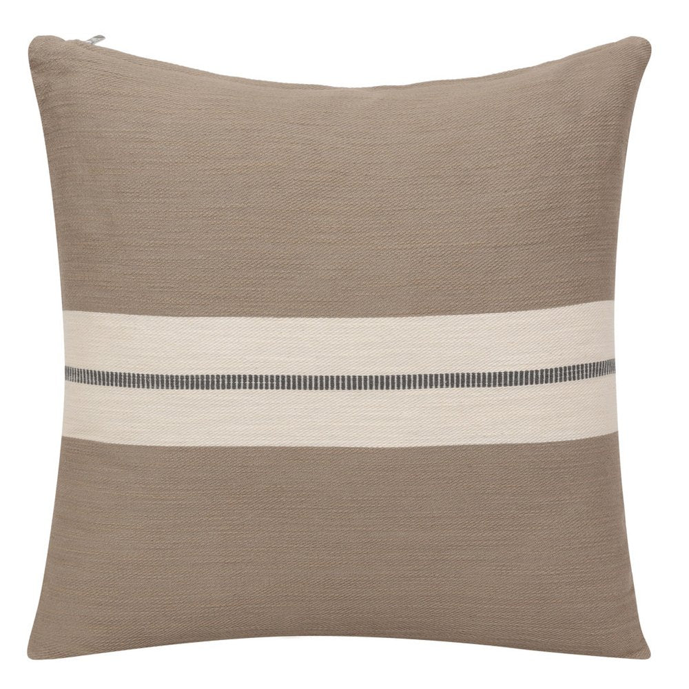 20" Brown And Ivory Striped Cotton Throw Pillow Cover