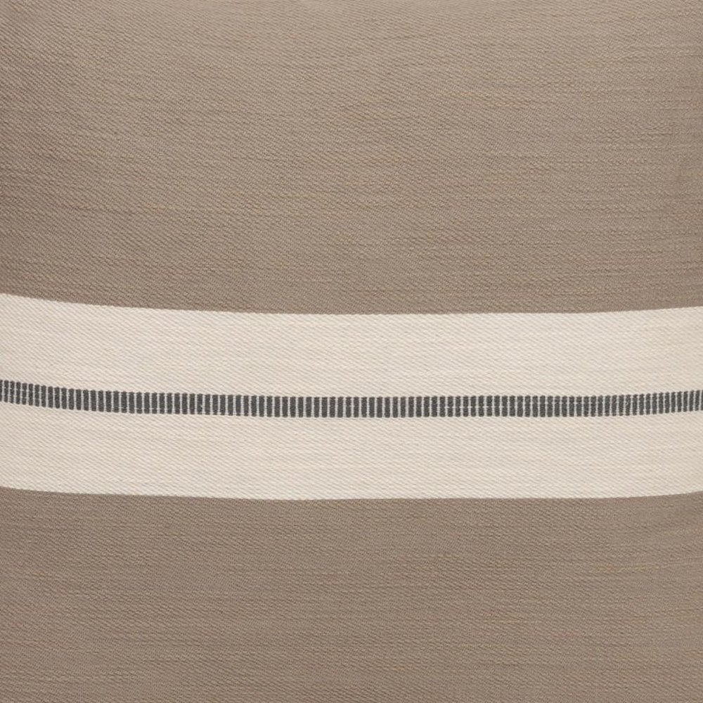24" Brown And Ivory Striped Cotton Throw Pillow Cover