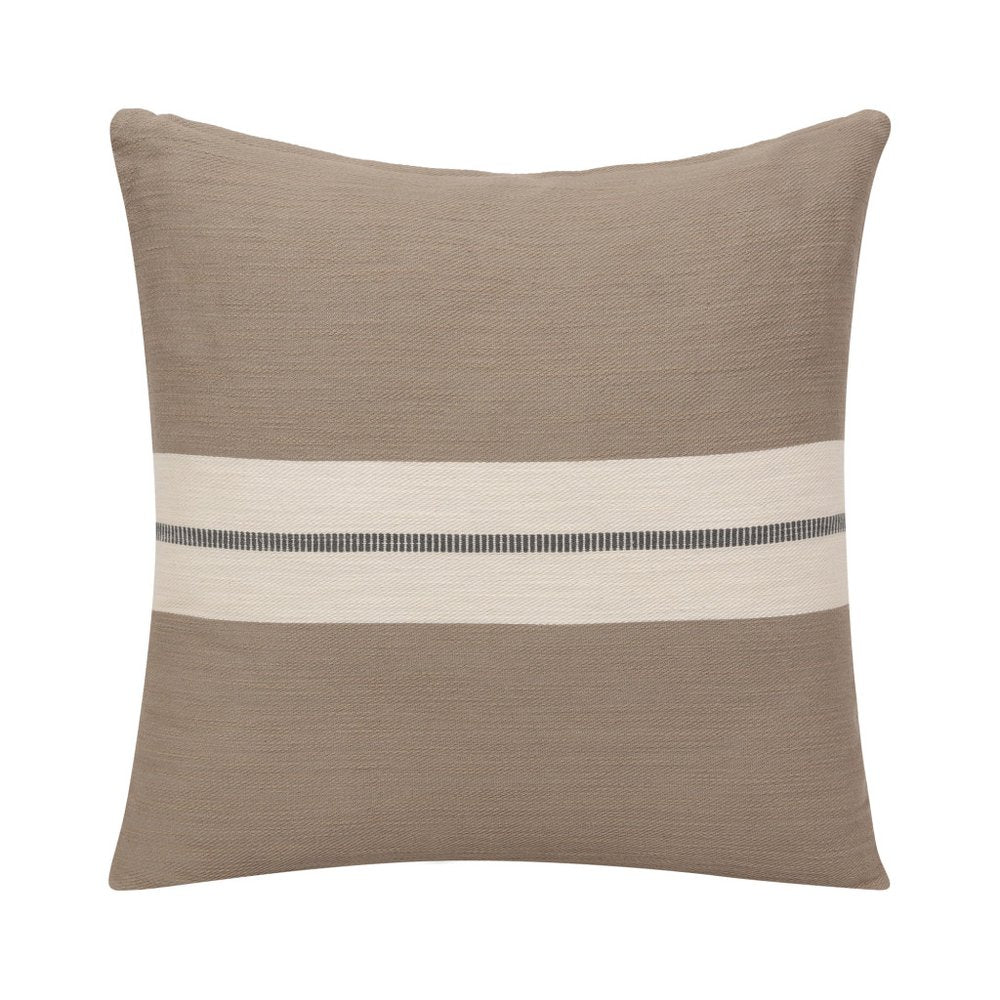 24" Brown And Ivory Striped Cotton Throw Pillow Cover