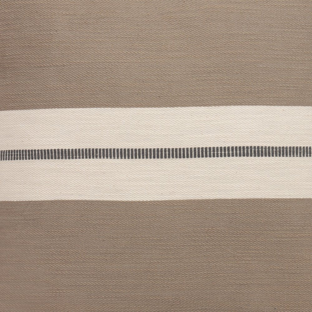 24" Brown And Ivory Striped Cotton Throw Pillow Cover