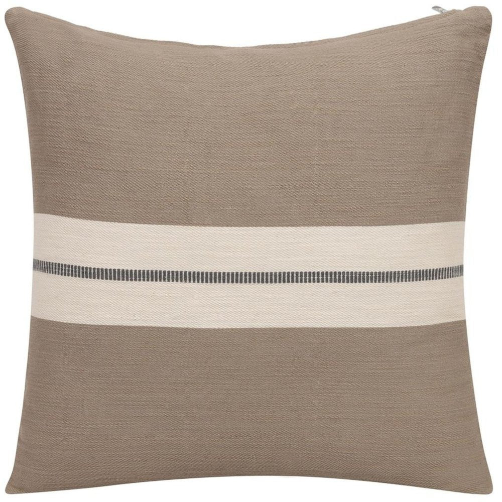 24" Brown And Ivory Striped Cotton Throw Pillow Cover