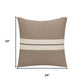 24" Brown And Ivory Striped Cotton Throw Pillow Cover