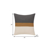 20" Brown And Gray Striped Cotton Throw Pillow Cover