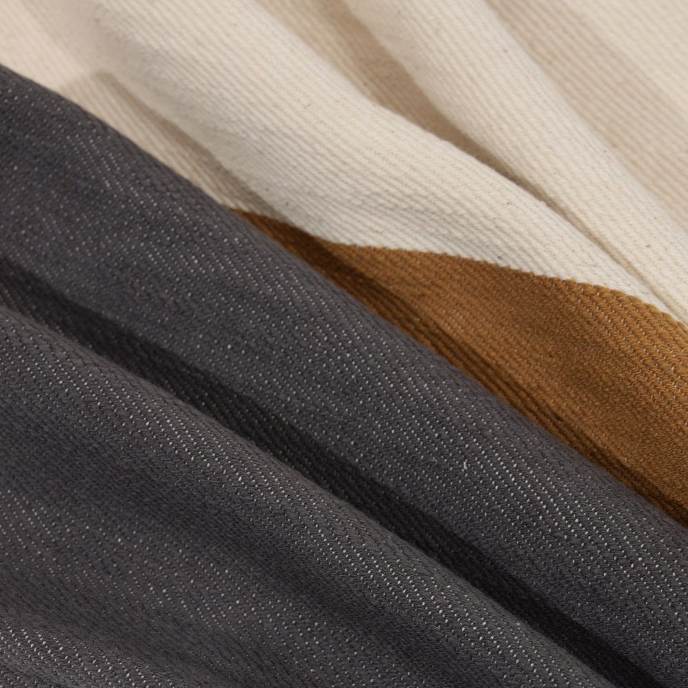 20" Brown And Gray Striped Cotton Throw Pillow Cover