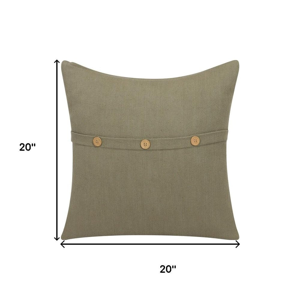 20" Green Cotton Throw Pillow Cover