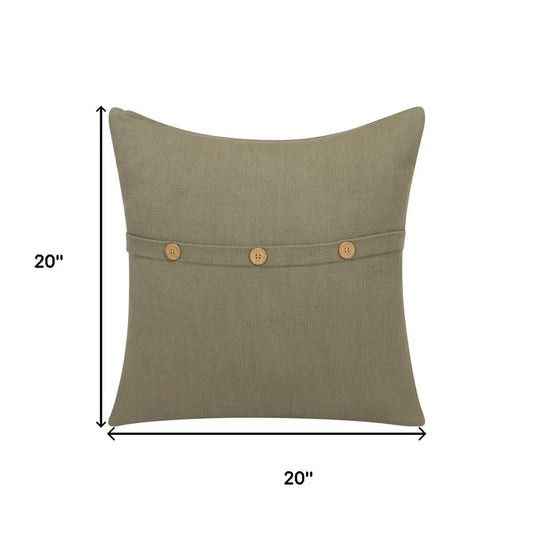 20" Green Cotton Throw Pillow Cover
