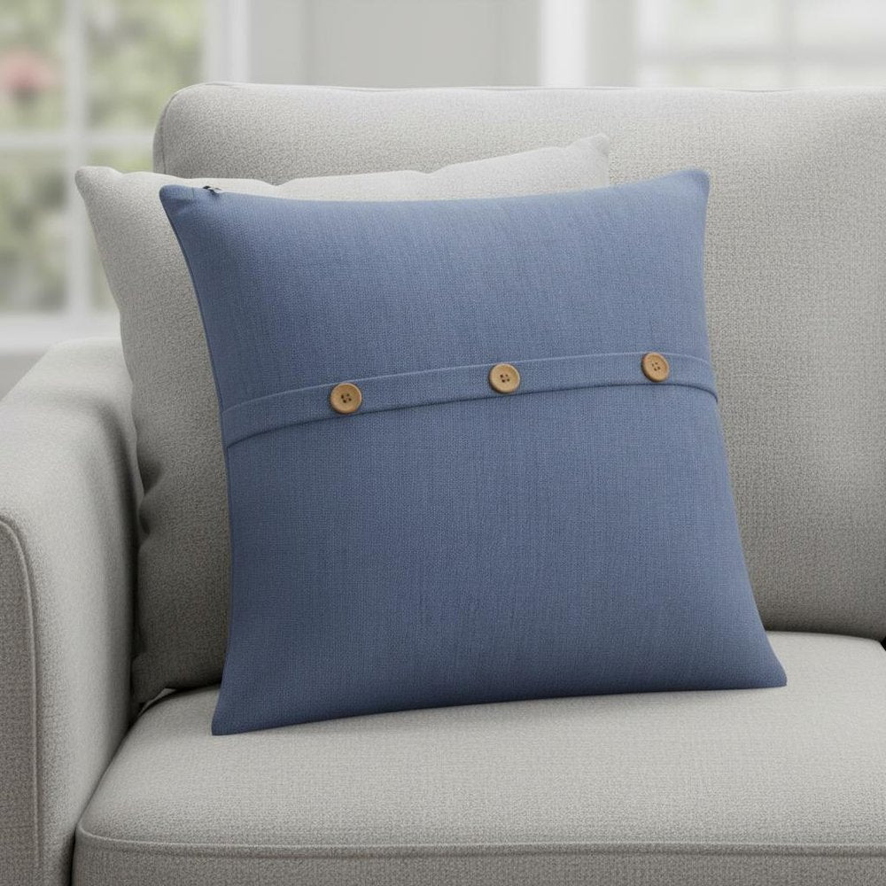 20" Blue Cotton Throw Pillow Cover