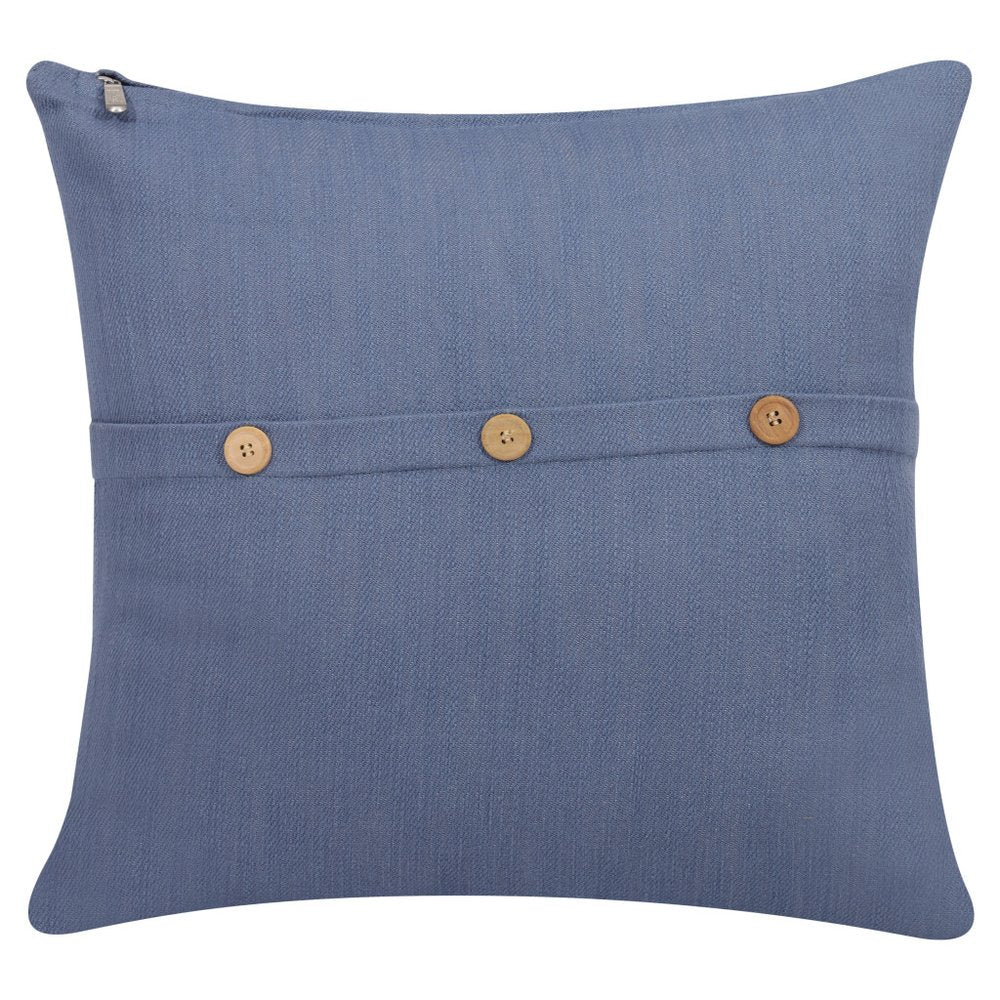 20" Blue Cotton Throw Pillow Cover