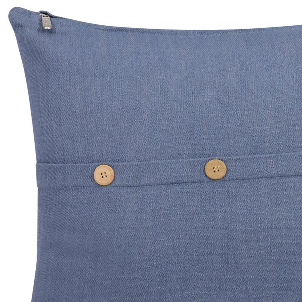 20" Blue Cotton Throw Pillow Cover