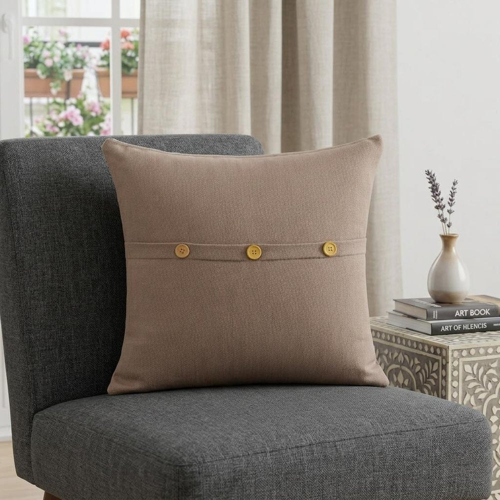20" Brown Cotton Throw Pillow Cover