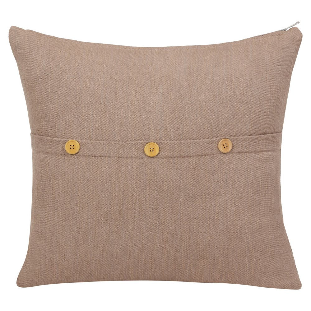 24" Brown Cotton Throw Pillow Cover