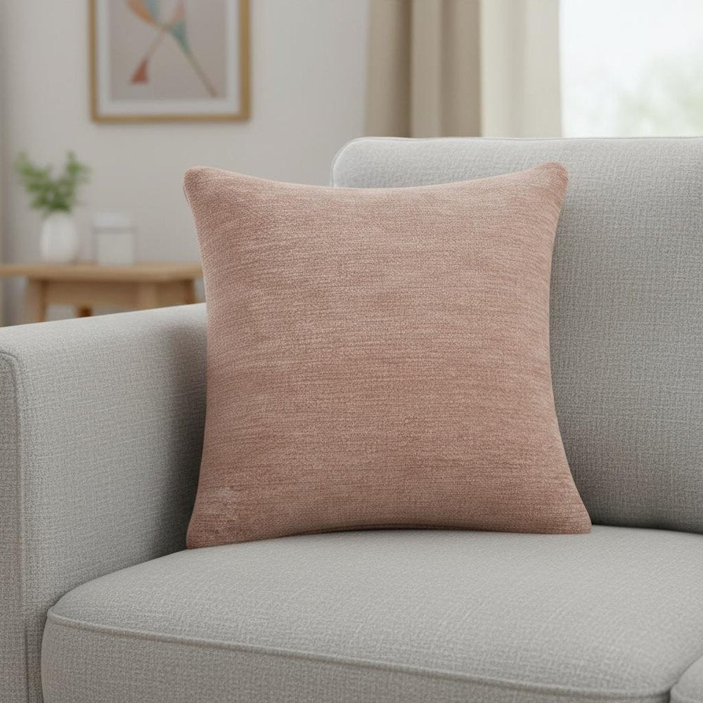 20" Beige Beach Chenille Throw Pillow Cover