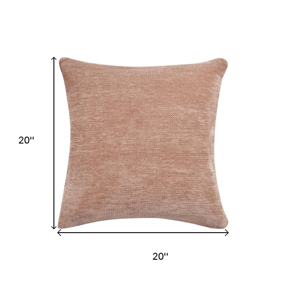 20" Beige Chenille Throw Pillow Cover