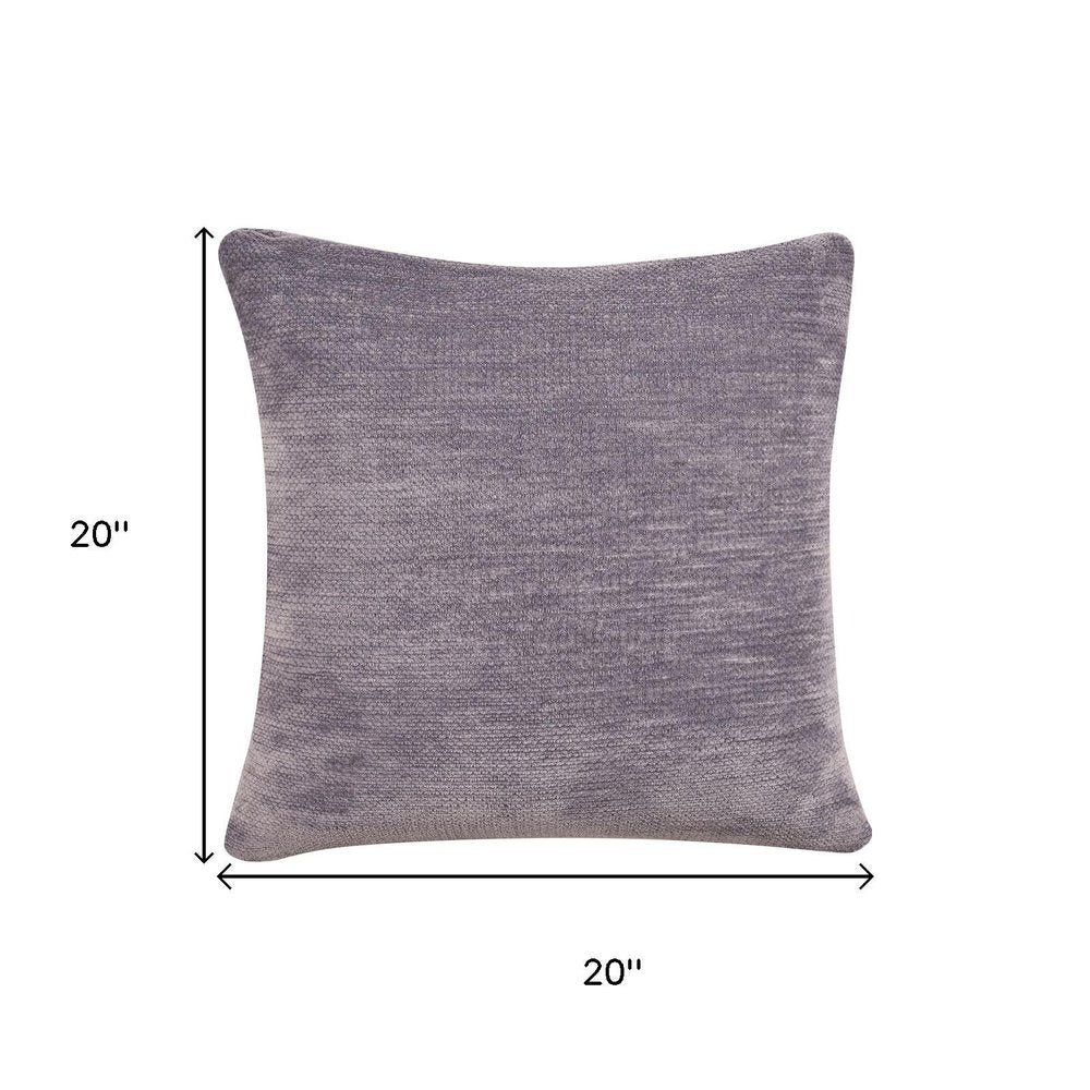 20" Gray Chenille Throw Pillow Cover