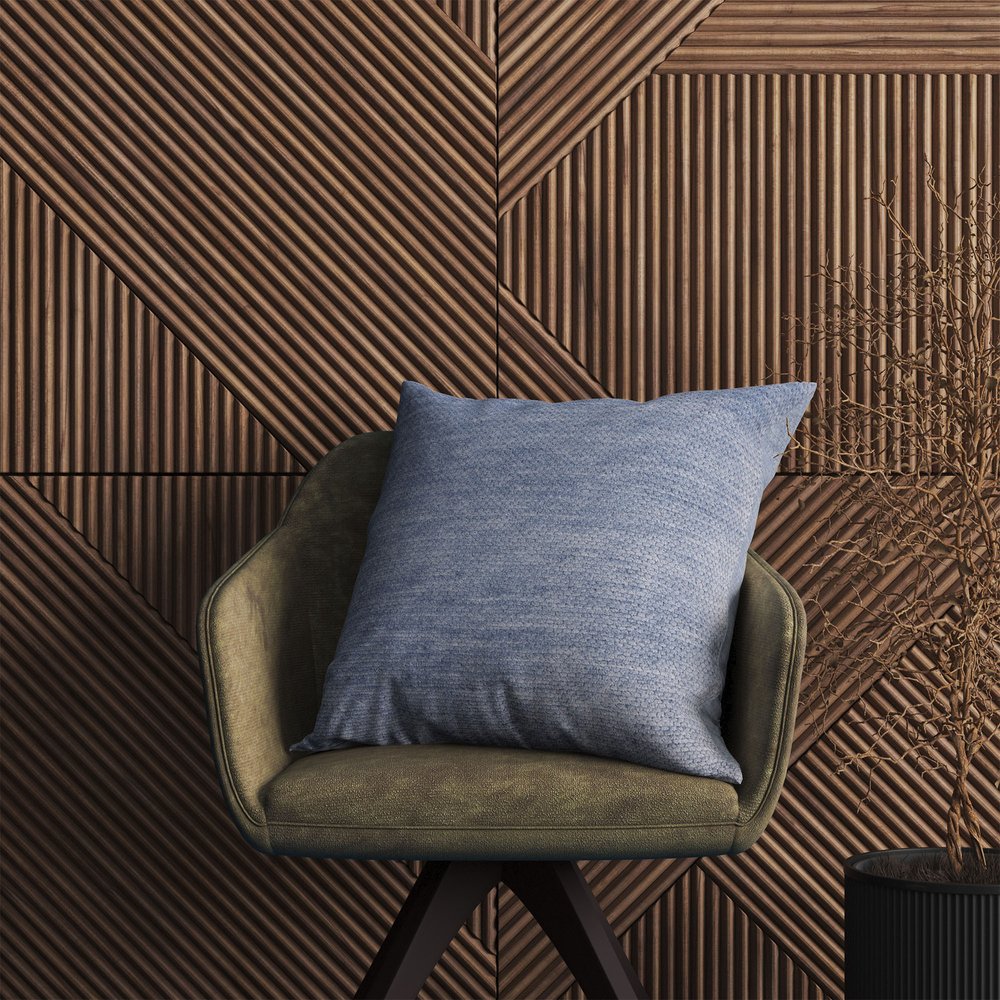 20" Blue Chenille Throw Pillow Cover