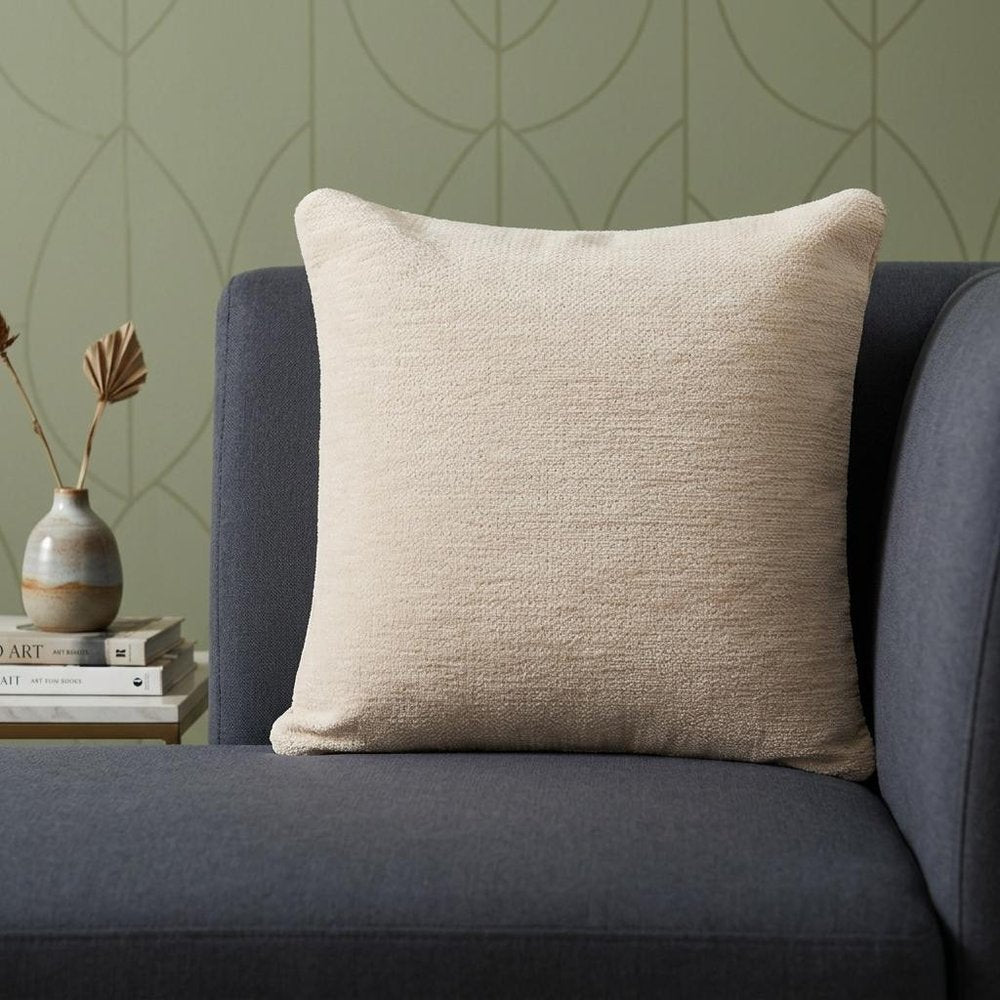 20" Ivory Chenille Throw Pillow Cover