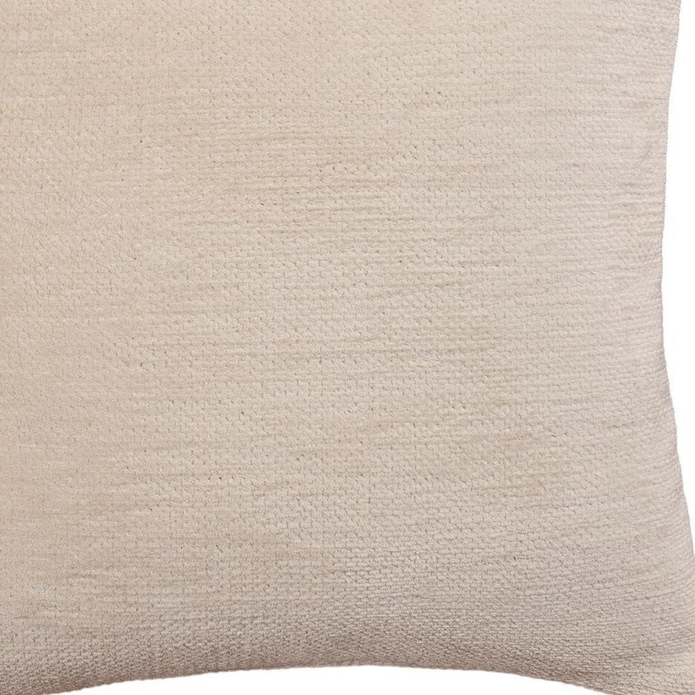 20" Ivory Chenille Throw Pillow Cover