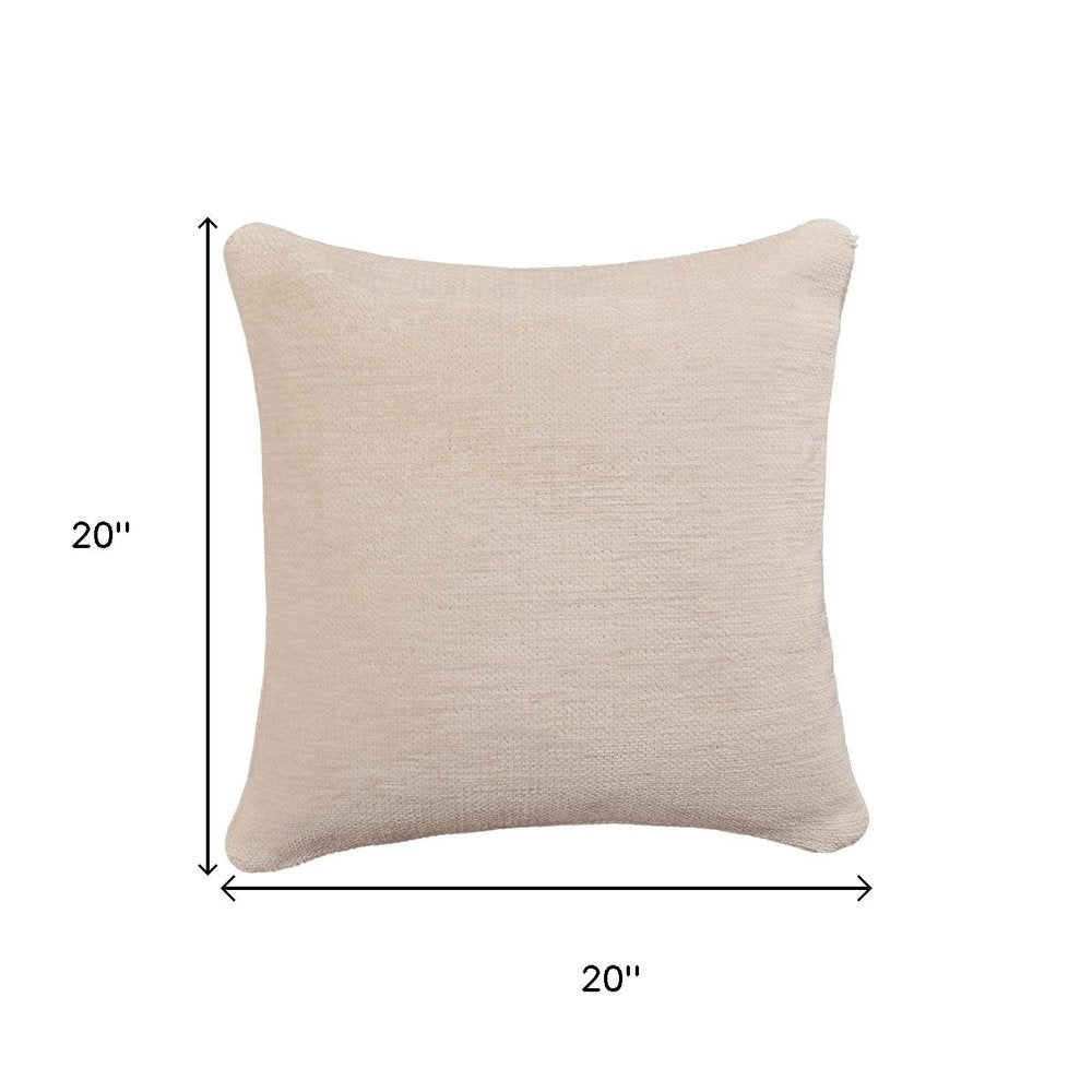 20" Ivory Chenille Throw Pillow Cover