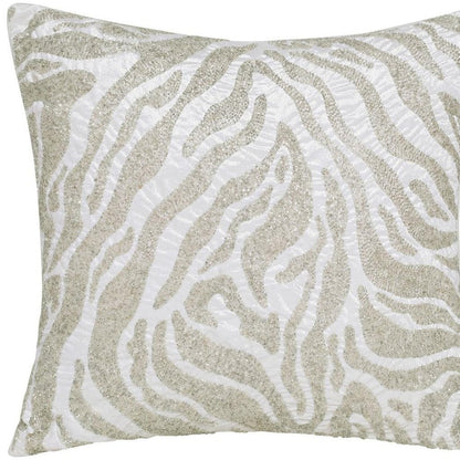 20" Ivory And Silver Throw Pillow Cover with Texture
