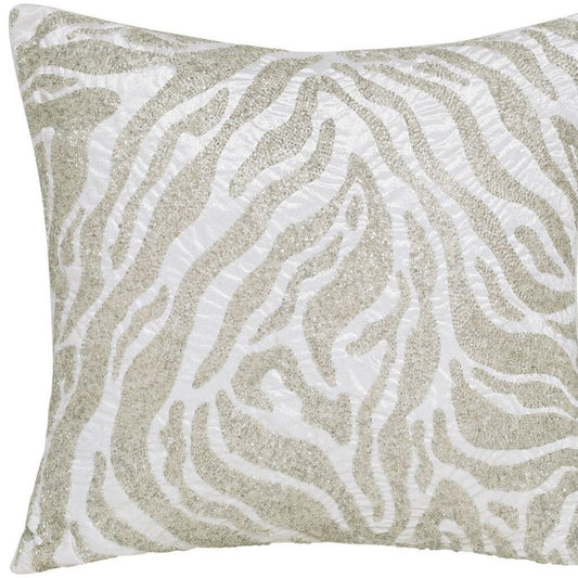 20" Ivory And Silver Throw Pillow Cover with Texture