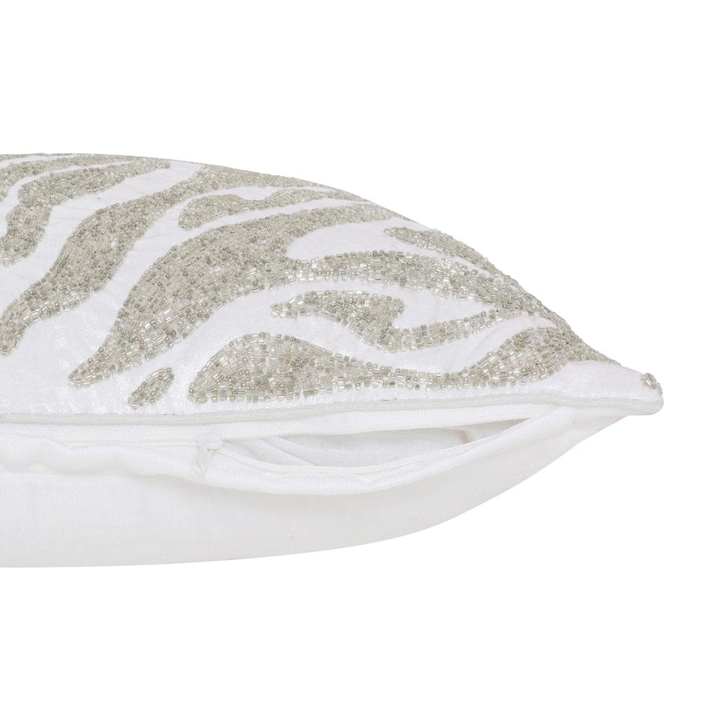 20" Ivory And Silver Throw Pillow Cover with Texture