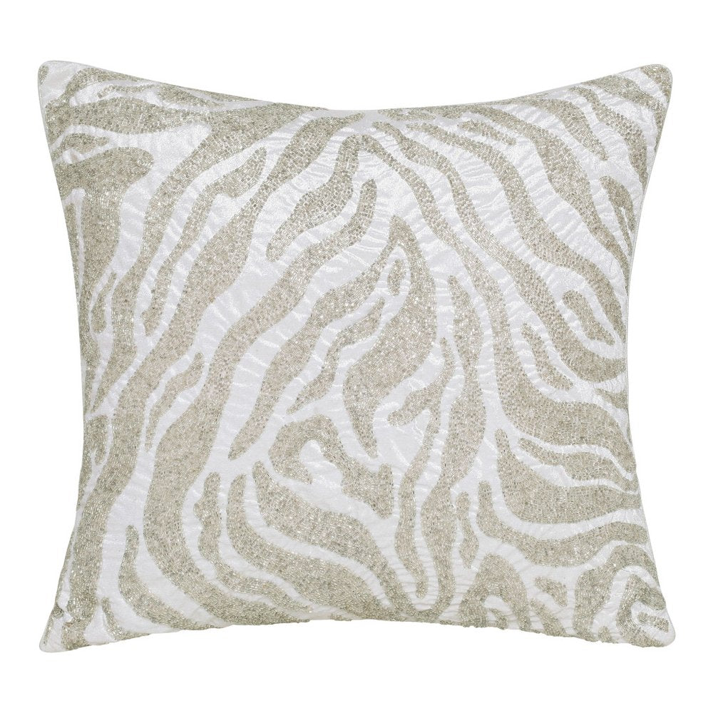 20" Ivory And Silver Geometric Throw Pillow Cover