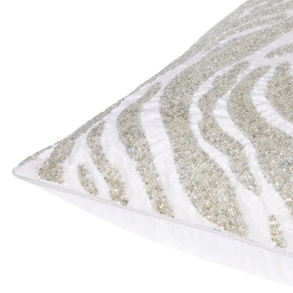 20" Ivory And Silver Throw Pillow Cover with Texture